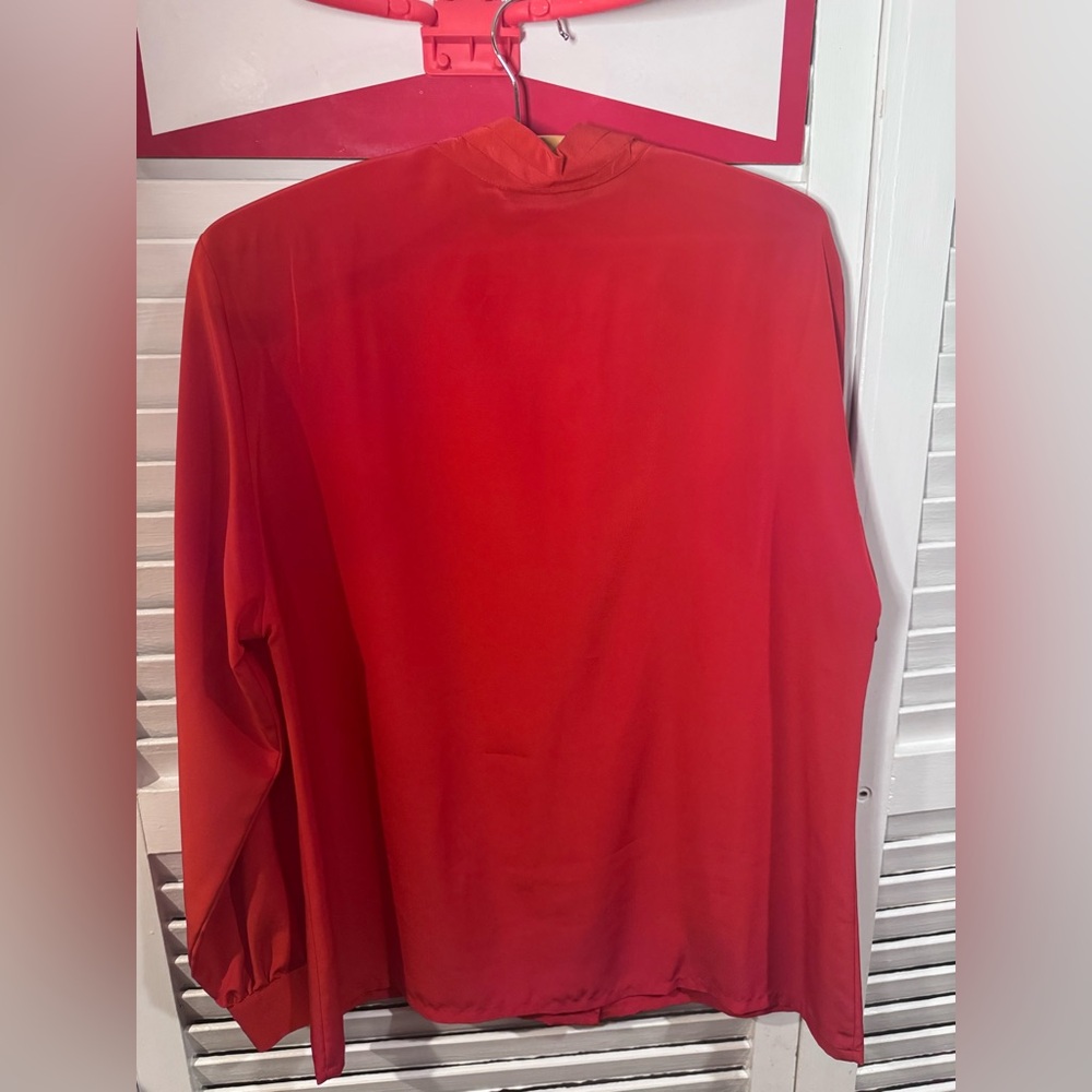 Pendleton Classic Red Pleated Mock Neck Blouse Si… - image 2